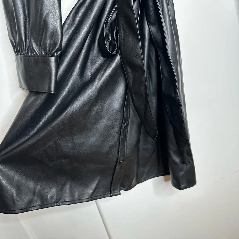 NWT Nic+Zoe Womens Black Faux Leather Knee Length Shirtdress Size Large and XL - Picture 9 of 11